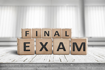 Image showing Final exam sign in a bright education room