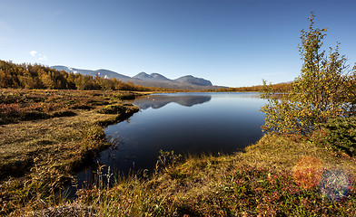 Image showing Landscape with lake, Norrbotten, Sweden