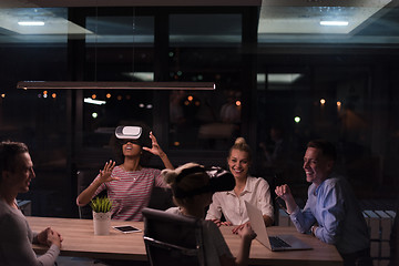 Image showing Multiethnic Business team using virtual reality headset