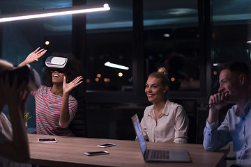 Image showing Multiethnic Business team using virtual reality headset