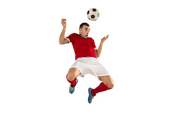 Image showing Professional football soccer player isolated white background