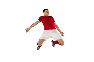 Image showing Professional football soccer player isolated white background