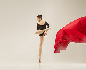 Image showing Modern ballet dancer dancing in full body on white studio background.