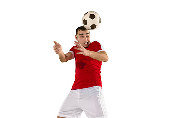 Image showing Professional football soccer player isolated white background