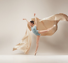 Image showing Modern ballet dancer dancing in full body on white studio background.