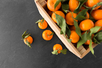 Image showing close up of mandarins on slate table top