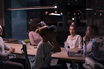 Image showing Multiethnic Business team using virtual reality headset