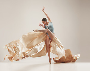 Image showing Modern ballet dancer dancing in full body on white studio background.