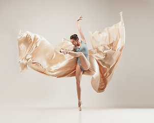 Image showing Modern ballet dancer dancing in full body on white studio background.