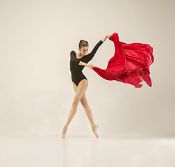 Image showing Modern ballet dancer dancing in full body on white studio background.