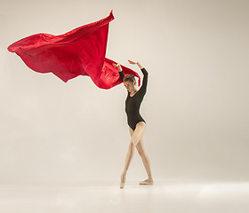 Image showing Modern ballet dancer dancing in full body on white studio background.