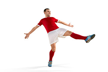 Image showing Professional football soccer player isolated white background