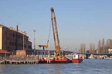 Image showing Crane Barge Venice