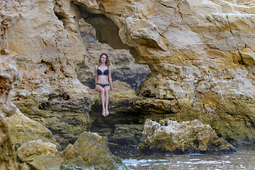 Image showing Young girl in black bikini 