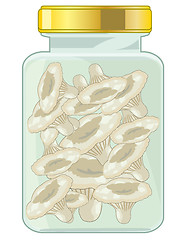 Image showing Salty mushrooms in glass bank with lid