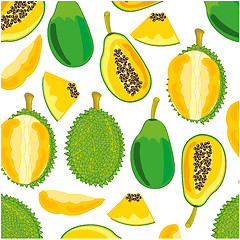 Image showing Durian,papaya pattern decorative pattern on white background