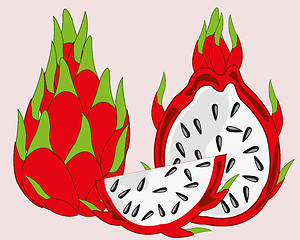 Image showing Exotic fruit pitaya on white background is insulated