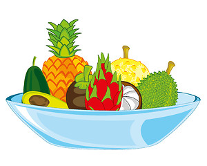 Image showing Vector illustration exotic tropical fruit on plate