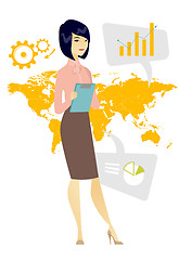 Image showing Business woman working in global business.