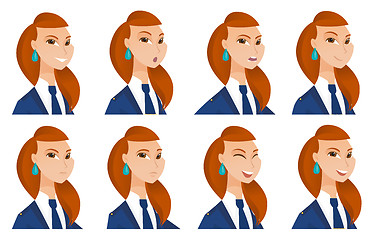 Image showing Vector set of stewardess characters.