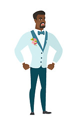 Image showing Young african-american furious groom screaming.