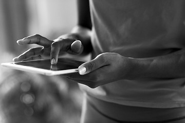 Image showing african american woman using tablet