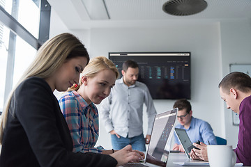 Image showing Group of young people meeting in startup office