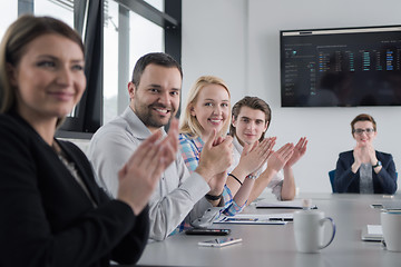 Image showing Group of young people meeting in startup office