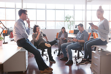 Image showing Young Business Team At A Meeting at modern office building