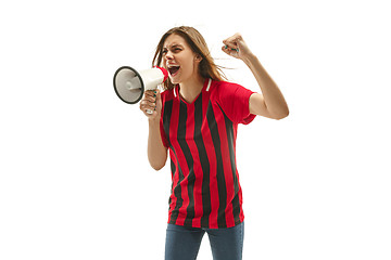 Image showing Belgian fan celebrating on white background