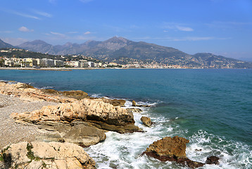 Image showing Beautiful sea view on Menton from Cap Martin, French Riviera, Fr