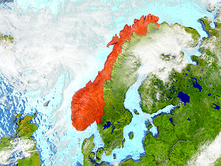 Image showing Norway on map with clouds