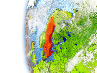 Image showing Sweden on model of Earth
