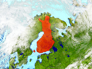 Image showing Finland on map with clouds