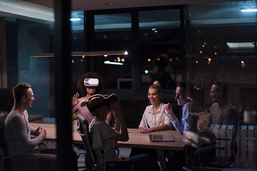 Image showing Multiethnic Business team using virtual reality headset