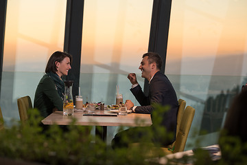 Image showing Couple on a romantic dinner at the restaurant