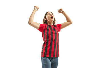 Image showing Belgian fan celebrating on white background