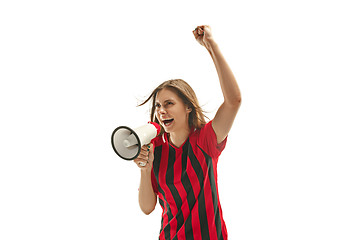 Image showing Belgian fan celebrating on white background