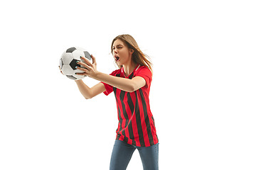 Image showing Belgian fan celebrating on white background