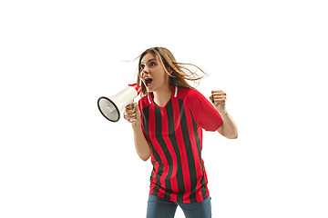 Image showing Belgian fan celebrating on white background