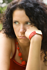 Image showing unhappy attractive brunet woman