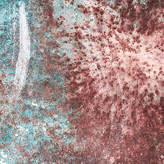 Image showing Read and teal rusty metal texture