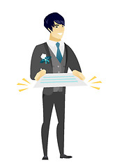 Image showing Groom holding a contract vector illustration