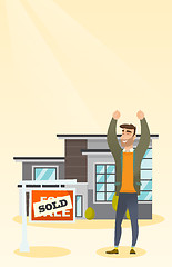 Image showing Real estate agent with sold placard.