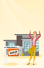 Image showing Real estate agent with sold placard.