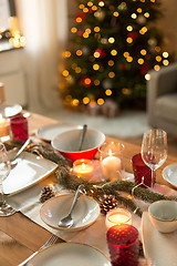 Image showing table served for christmas dinner at home