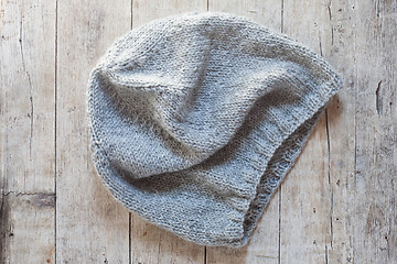 Image showing grey knitted wool beanie hat