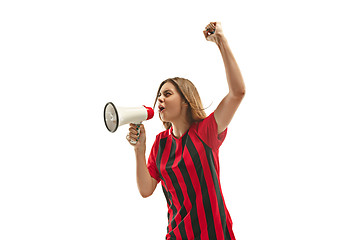 Image showing Belgian fan celebrating on white background