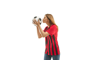 Image showing Belgian fan celebrating on white background