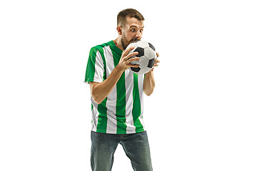 Image showing Irish fan celebrating on white background